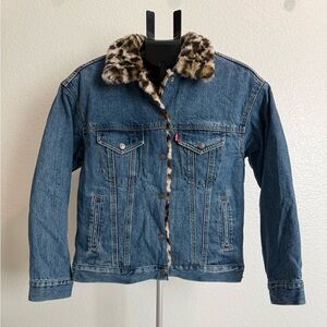 Levi's Faux Fur Leopard Print Jacket